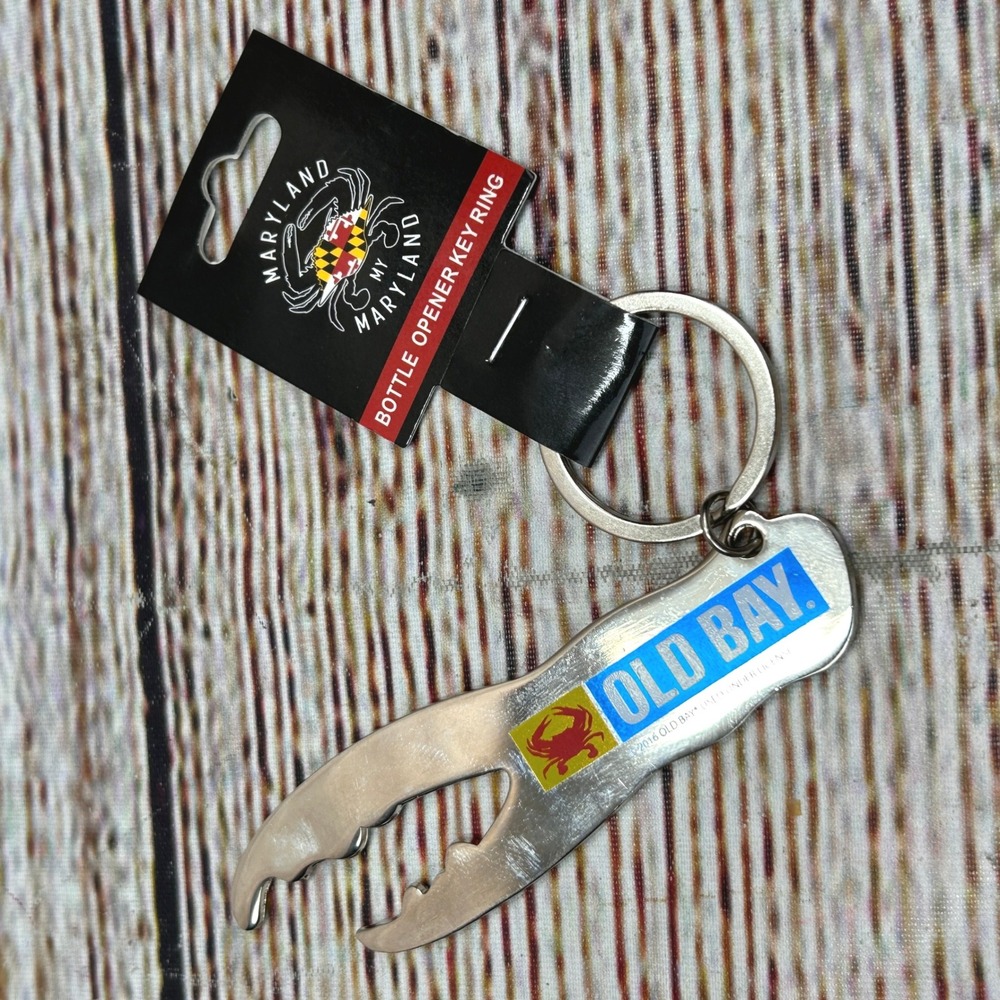 Old Bay Maryland My Maryland Crab Claw Bottle Opener Key Ring Silver OB00771 NEW